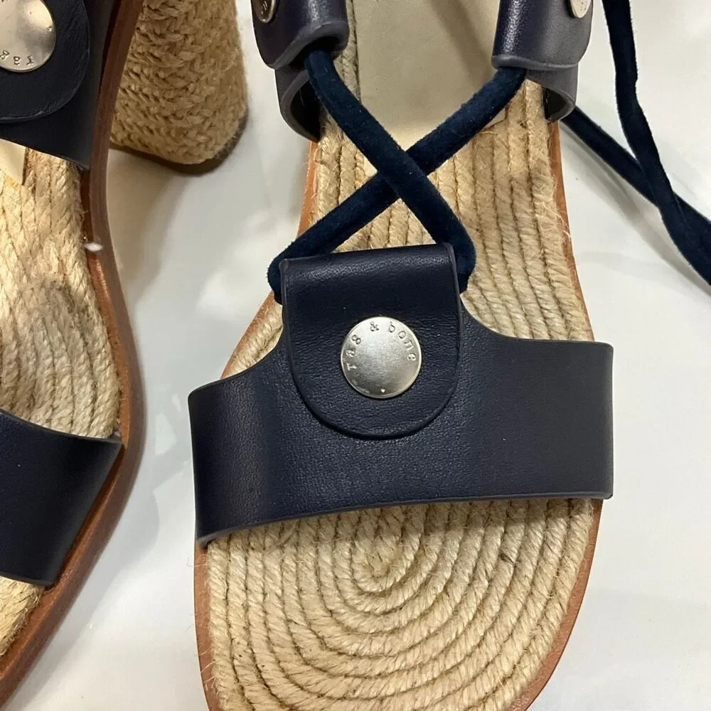 RAG & BONE Eden Block Heel Espadrille Ankle Wrap Sandals